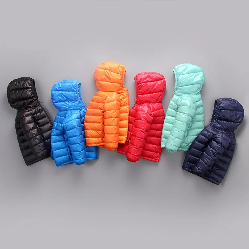 

Autumn Girls Boys Parka Jacket Thin Down Kids Light Down Coat Children Hooded Coat Outwear Baby Toddle Coat 2-6Y