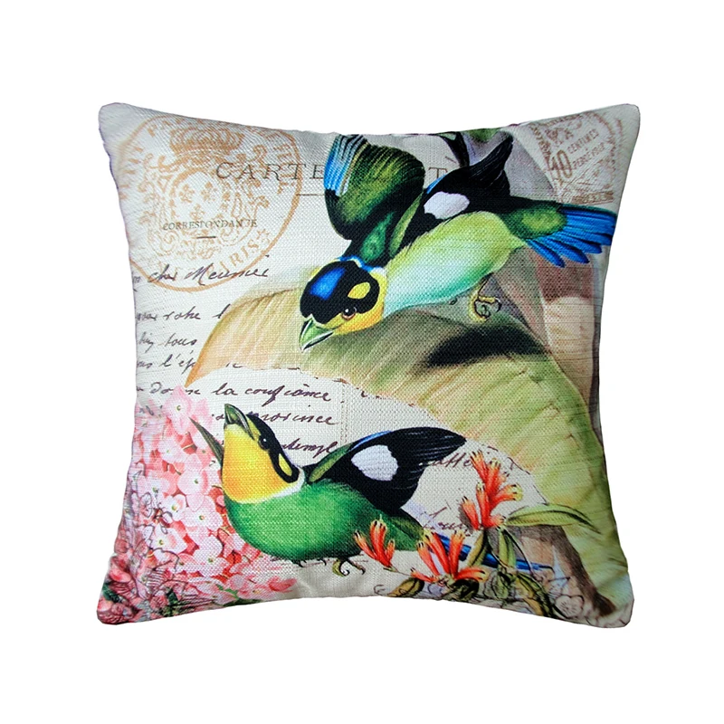 RUBIHOME European Style Fashion Bird Flower Plant Design Decorative Cushion Cover Throw Pillowcase Home Decor Sofa Seat