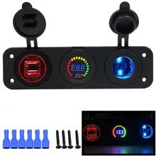 Auto car-styling car LIFE RED Motorcycle Cigarette Lighter Socket +LED Digital Display Voltmeter+USB USB Charger For GPS 17Dec 5
