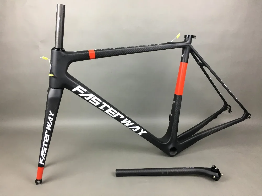 Best classic design FASTERWAY PRO full black with no logo carbon road bike frameset:carbon Frame+Seatpost+Fork+Clamp+Headset,free ems 91