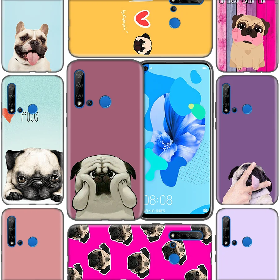 

Bags Shell Coque Silicone Cases For Huawei P9 P10 P20 P30 Mate 10 20 30 Lite Pro P Smart 2019 2017 I love pugs