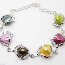 Фото мода Огромный 10-11 мм натуральный многоцветный барокко Жемчуг бисер кристаллы браслет