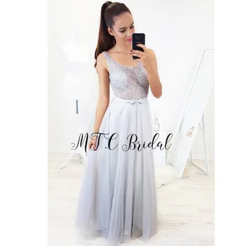 Illusion Sliver Pearls Gorgeous Evening Dress 2019 New V Neck Backless See Through Tulle Long Special Occasion Dresses Custom Illusion Sliver Pearls Gorgeous Evening Dress 2019 New V Neck Backless See Through Tulle Long Special Occasion Dresses Custom
