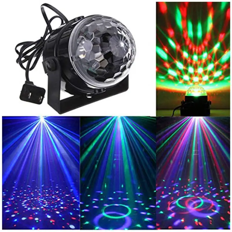 Bola de Discoteca Ativado por Som Luz de Palco Bar de Dança de Casamento Mini Moving Head Lamp Rbg dj Strobe Light Par Home Mostrar Partido Lâmpada Led 1 Moving Head Lamp LED RBG DJ Ativado