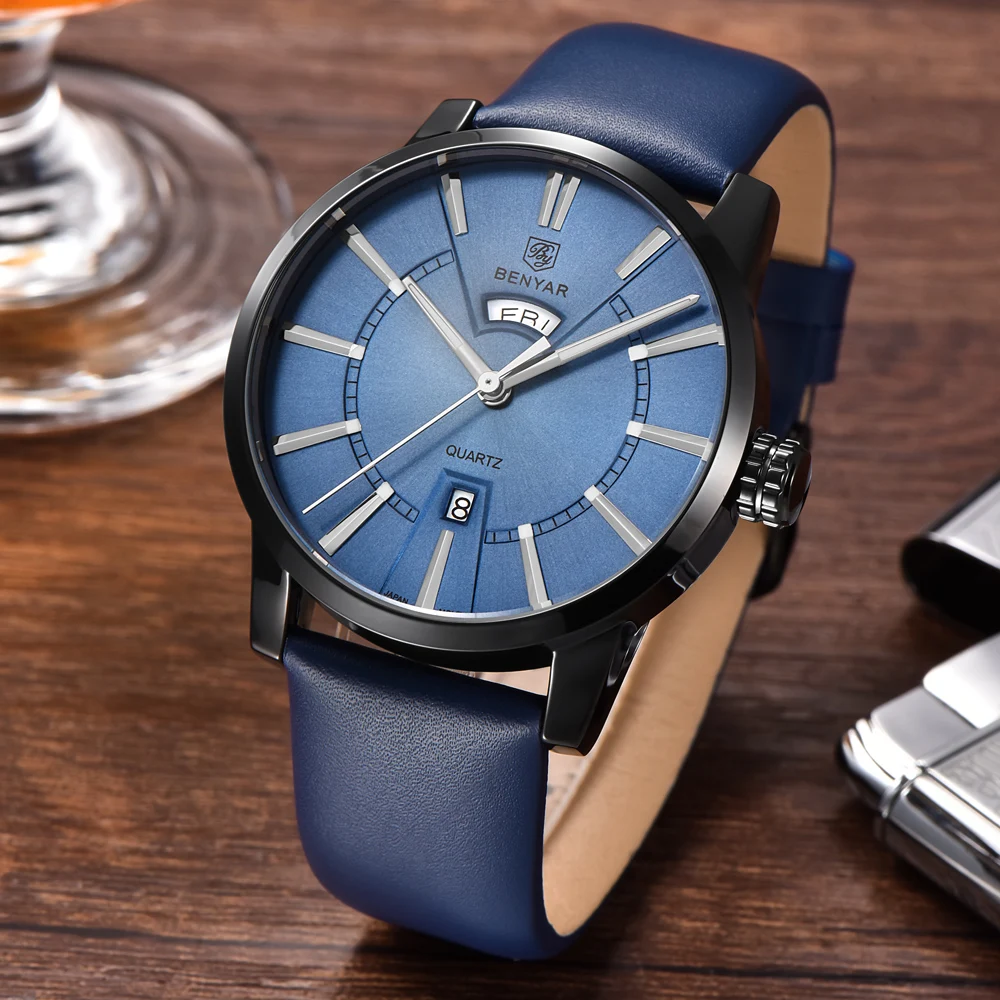 

BENYAR Luxury Business Watches Double Calendar Japanese Movement Quartz Watch