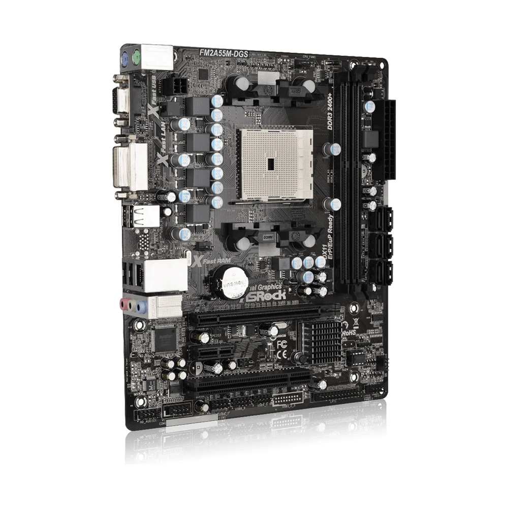 Материнская плата ASRock FM2A55M-DGS A55 Socket FM2 DDR3 8 Гб/для процессора AMD A8-5500 3,0 ГГц комплект из 4 предметов