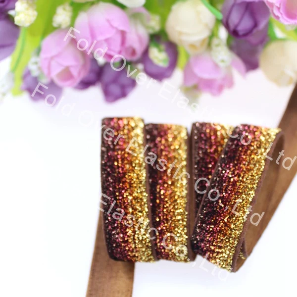 

150yards/color #B-531 glitter elastic for baby headband, free shipping 5/8 '' Metallic Glitter Velvet Ribbon elastic ribbon