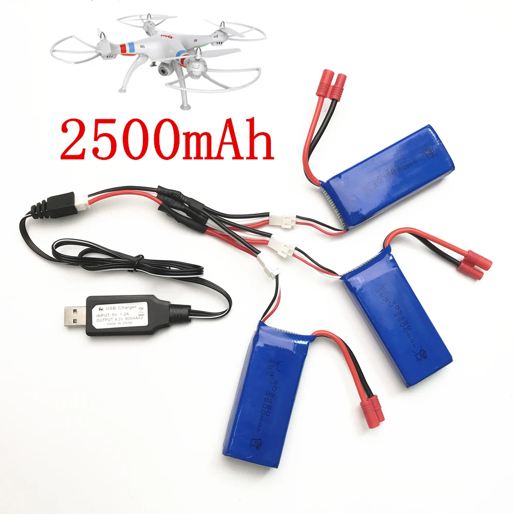 Syma X8C parts charger battery X8C X8W X8G X8HC X8HW X8HG 7.4V 2500mah RC Quadcopter spare parts Charger+1 to 3 wire+ 3 battery 9 2500mAh 0820 k USB Charger InPUT Sv 800c47 Out