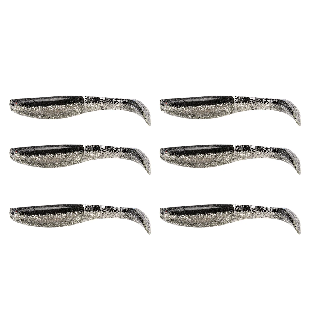 6pcs Swimbaits Minnow/Shad Paddle Tail Worms Soft Fishing Lures Baits for Saltwater and Freshwater Bass Trout Walleye Lure