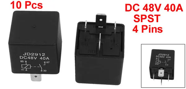 JD2912 DC 48V 40A 4 Pins SPST Vehicle Car Security Power Relay 10pcs