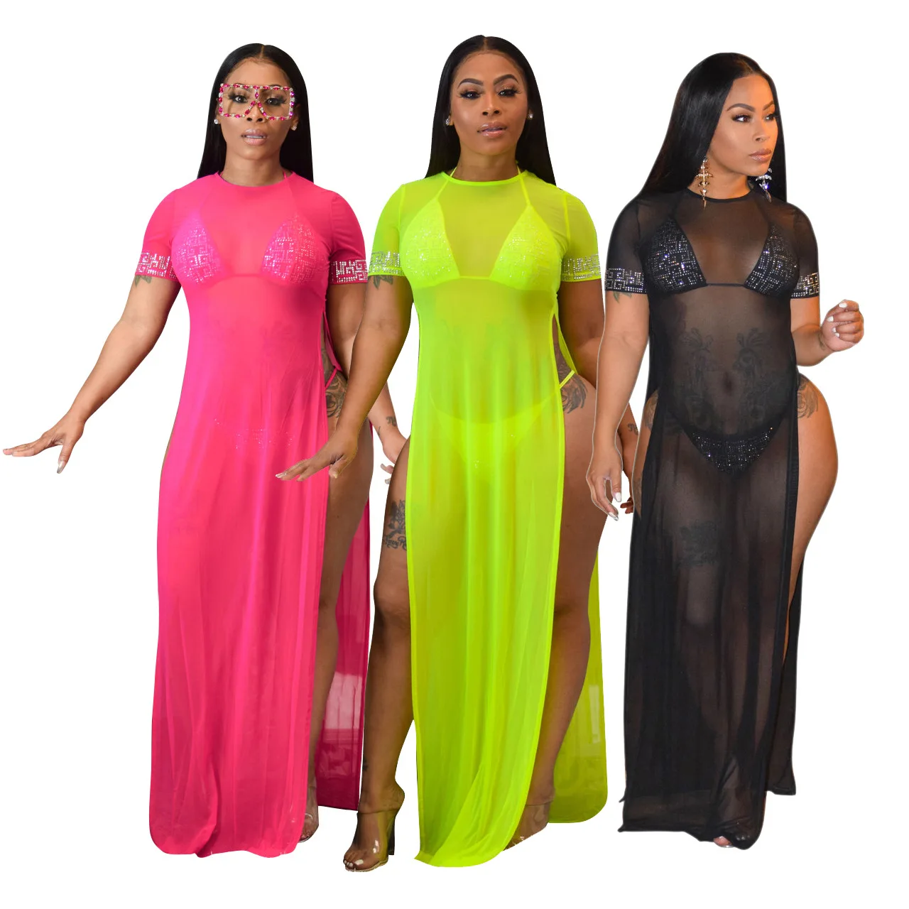 

Summer Sexy Fashion Super Elastic Multicolor Irregular Beach Dress European and American Cover-Ups(not Include Underwear)