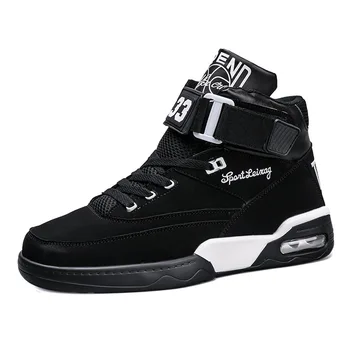 

Autumn Winter Fashion Men Shoes 2018 Black High Top Non-slip Basketball Shoes Students Air Mesh Cool Breathable Size 39-44
