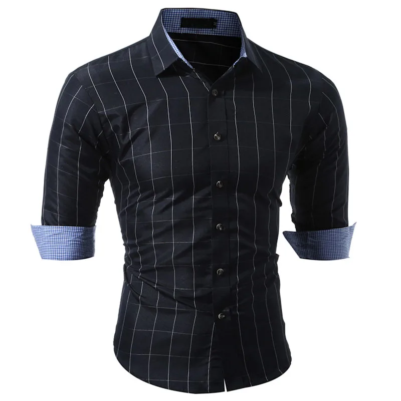 Горячая Мода г. для мужчин Классический хит цвет крошечные решетки рубашка сетки camisa социальной masculina бизнес облегающий Повседневный Повседневная