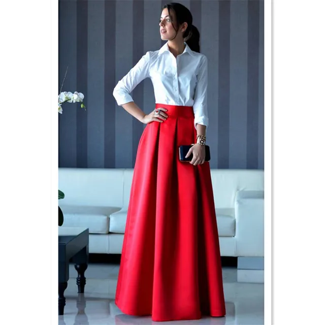 high waist long skirt outfit