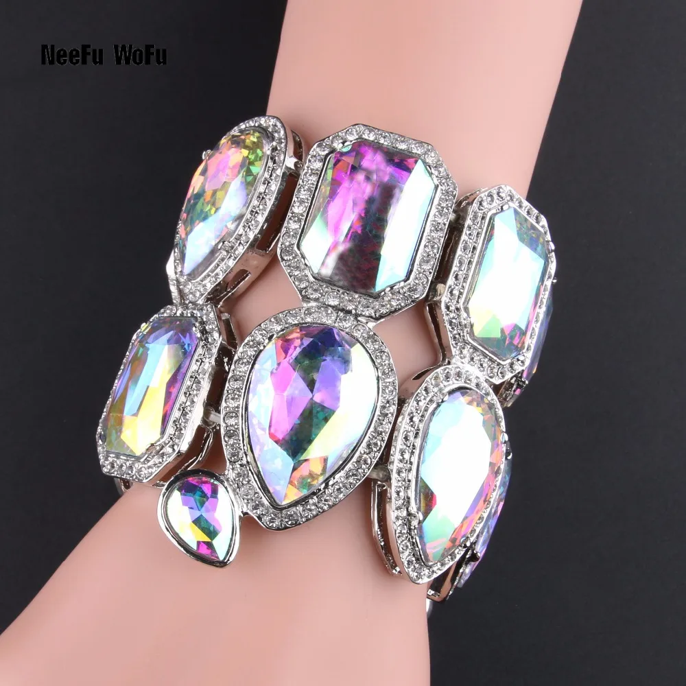 

Rhinestone Bracelet Europe United States Exaggerated Large Bracelets Geometric lorge Bracelet Luxury Charm of Metal Jewelry