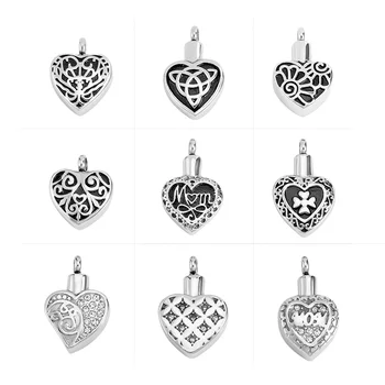 

SOITIS Wholesale Ashes Necklace Urn Cremation Pendants Mom Rhinestone Jewelry Heart Shape Dog Paw Stainless Steel Beads Chain