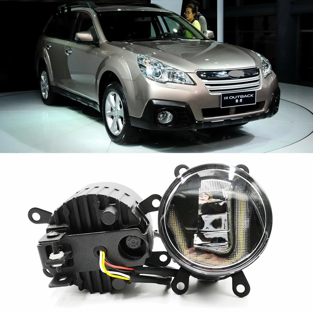 

3-IN-1 Functions Auto LED For Subaru Outback 2013-2016 DRL Daytime Running Light Car Projector Fog Lamp with yellow signal
