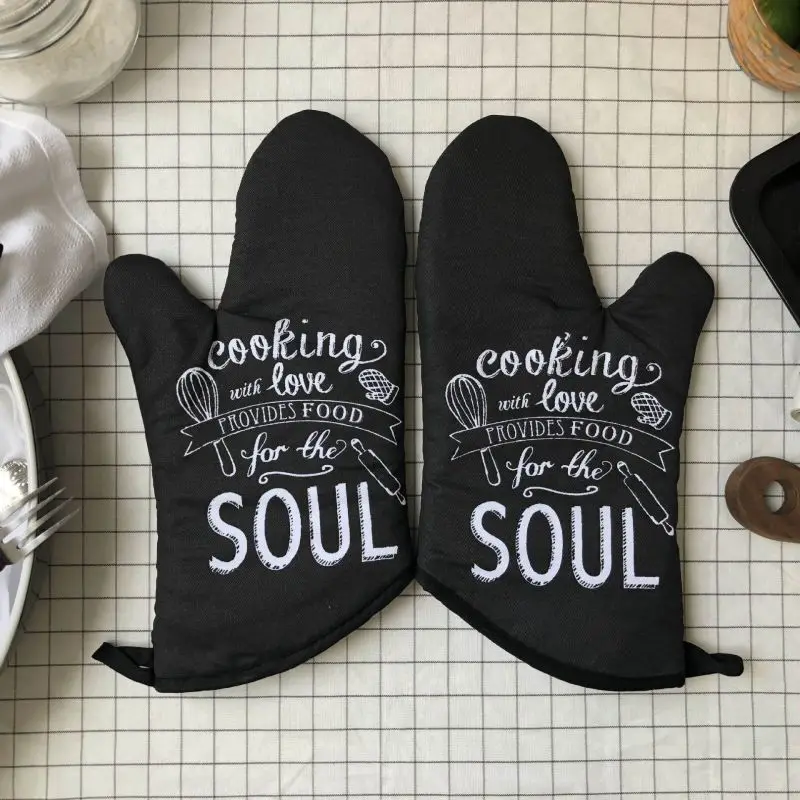 Microwave Glove Potholder Bakeware Heatproof Mitten Cotton Oven Mitts Non-slip Glove Thickening for BBQ or Kitchen