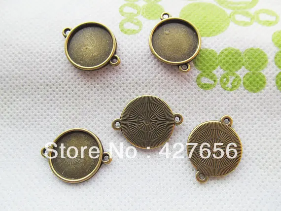 

Antique Bronze Round Base Setting Connector Pendant Charm/Finding,for Bracelet & Necklace,fit 16mm Cabochon/Picture/Cameo