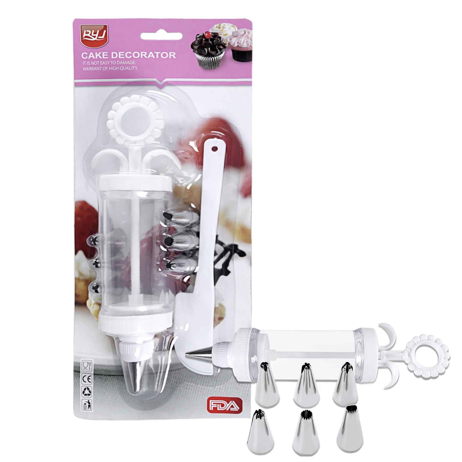 

8pcs/set Cake Decorating Tools Baking PastryTool Set For Cake / Cookie Stainless steel Nozzles + Cake decorator + Scraper