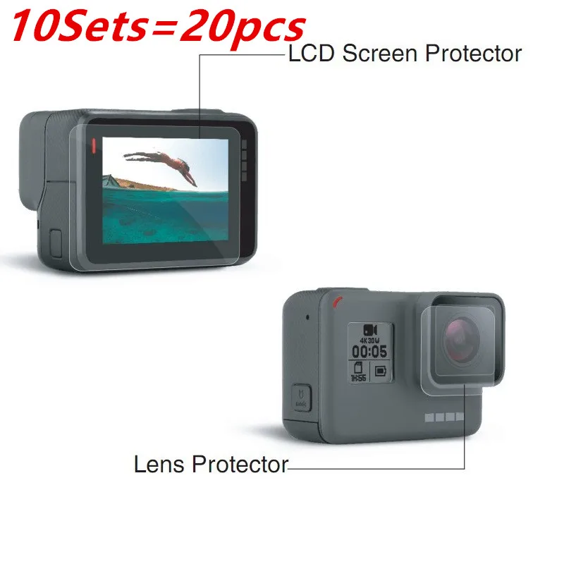

10sets/lot Gopro hero 5 Accessories lens Guard Lens/LCD Protecive Screen Protector Cover Film For Gopro hero5 Action Camera