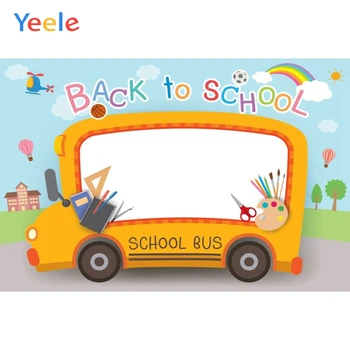 

Yeele Welcome Children Back To School Party Photography Backdrops Study Knowledge Bus Photographic Backgrounds For Photo Studio