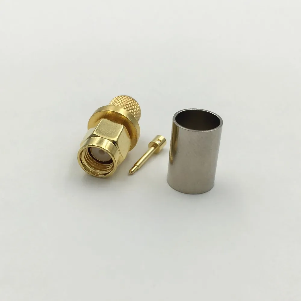 100 шт. латунный штекер SMA RF Coax Jack обжимной разъем для RG5 RG6 5D FB H155 LMR300 прямой