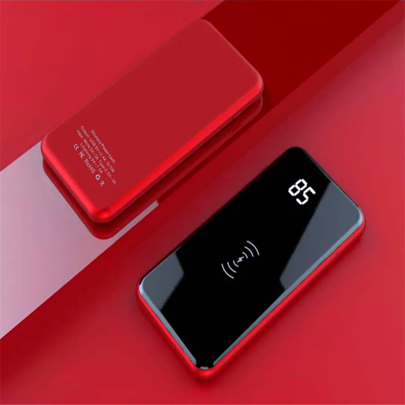Qi Wireless Charging Power Bank 10000mAh Portable Charger Charging Power Bank Digital Display External Battery Pack 4 In 1