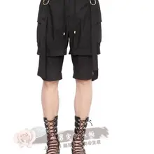 Летом мужской моды Тонкий колен Капри молодежи стилист Штаны ночной клуб певцов брюки