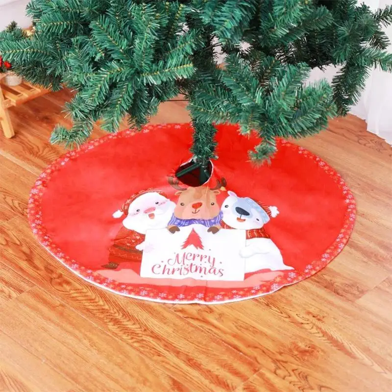 Красный Елки Юбка ковер вечерние украшения Рождественские украшения для дома из нетканого материала елка юбка фартуки 90 см