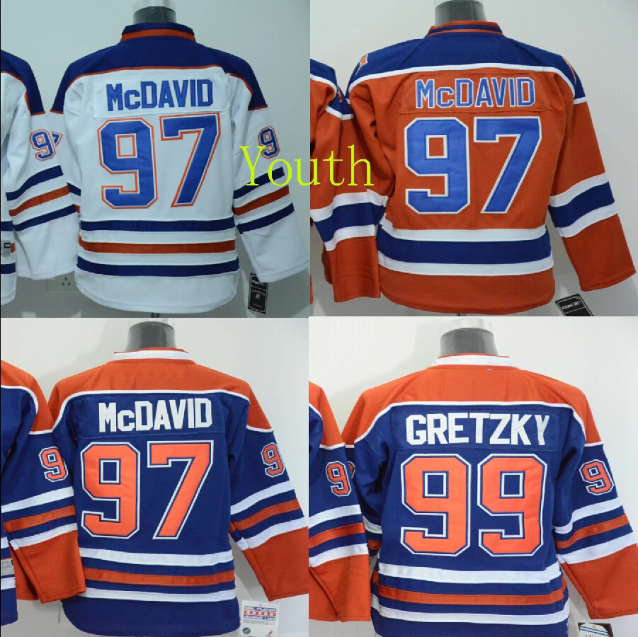 Youth hockey jersey Edmonton 97 Connor McDavid 99 Wayne Gretzky