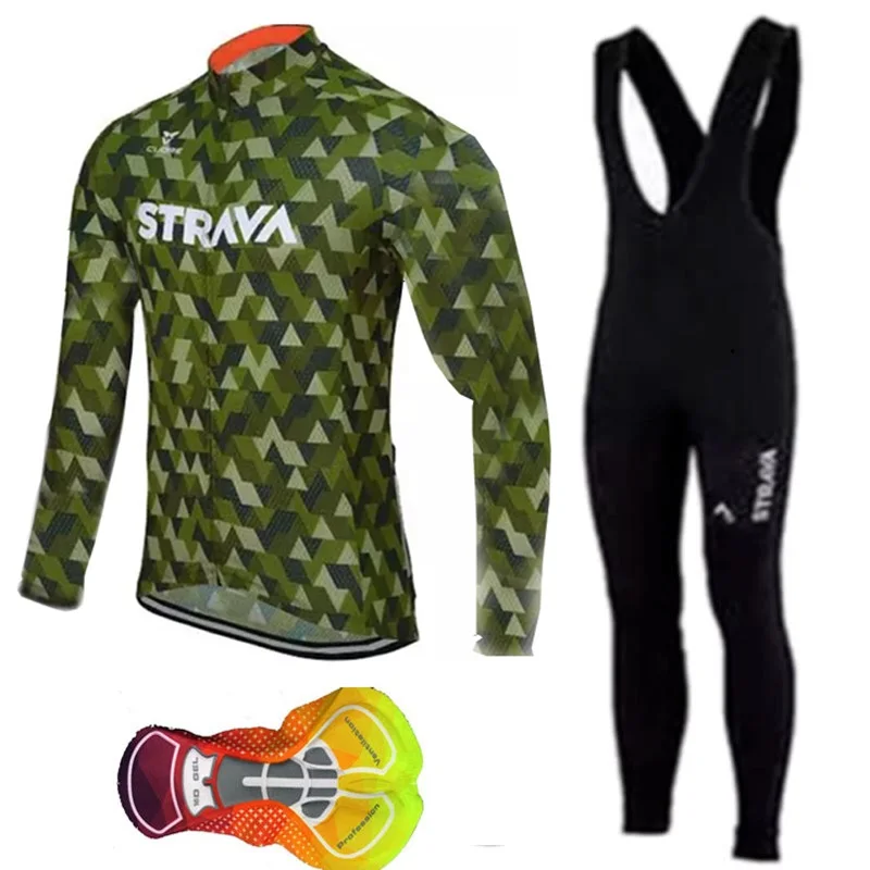 

Spring/Autumn 2019 New Strava cycling jerseys long sleeve set bike clothing MTB Bicycle Clothes Maillot Ropa Ciclismo Uniformes