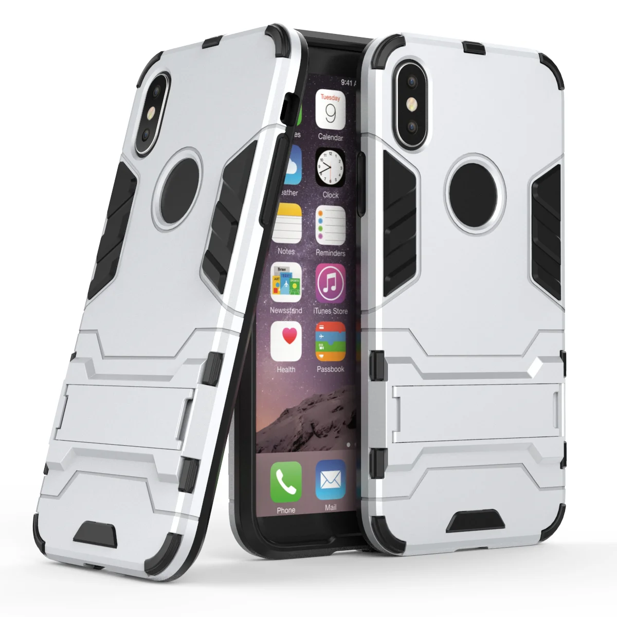 

3D Shockproof Armor Cases For iPhone X XR XR Max 8 7 6 6sPlus 6 5 5s 5c TPU Protective Hard Phone Cover Stand Shell