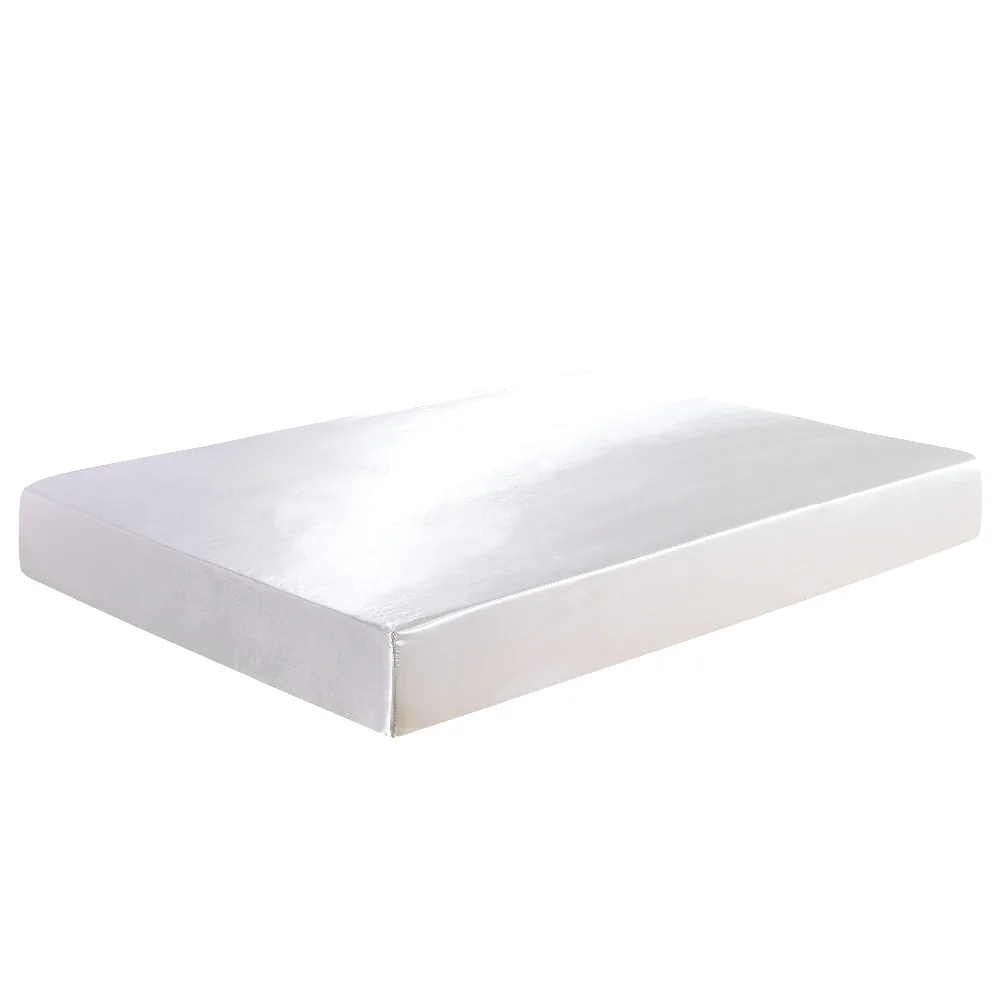 

Satin Faux Silk Fitted Sheet On Elastic Solid Color Mattress Cover Elastic Band Sabanas Bajeras Queen King Bed Sheets 30