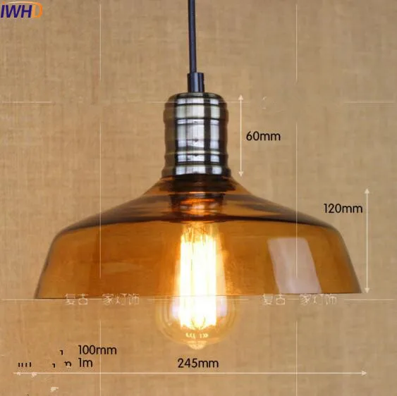 Iwhd стекло ретро светодиодный подвесной светильник светильники Американский Лофт стиль промышленный светильник винтажный свет Lampara Colgante Edison освещение - Цвет корпуса: 1