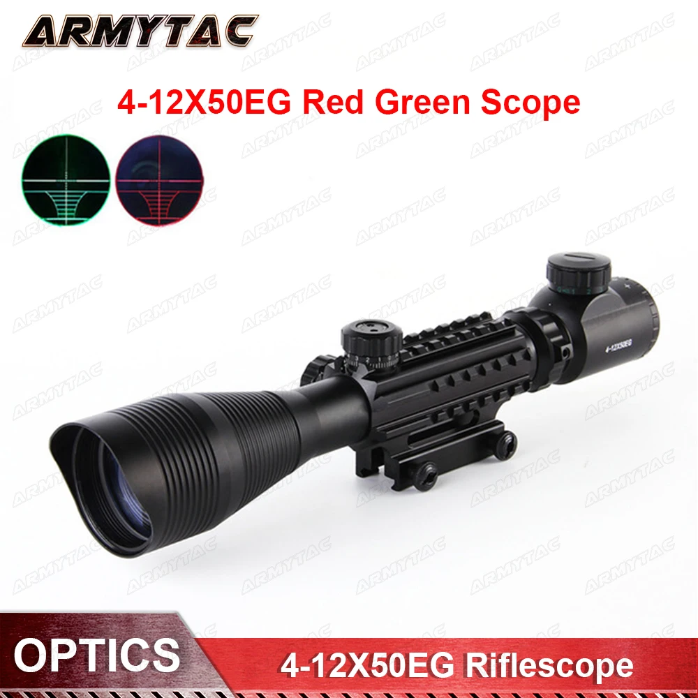 

Hunting 4-12X50 Illuminated Rangefinder Reticle Rifle Scope Holographic 4 Reticle Sight 11mm and 20mm Red Laser Combo Riflescope