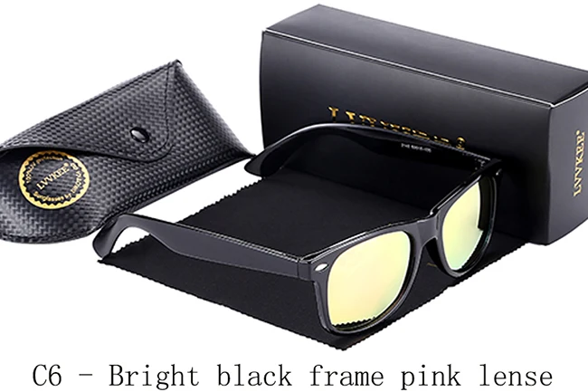 C6-Bright black frame pink lense