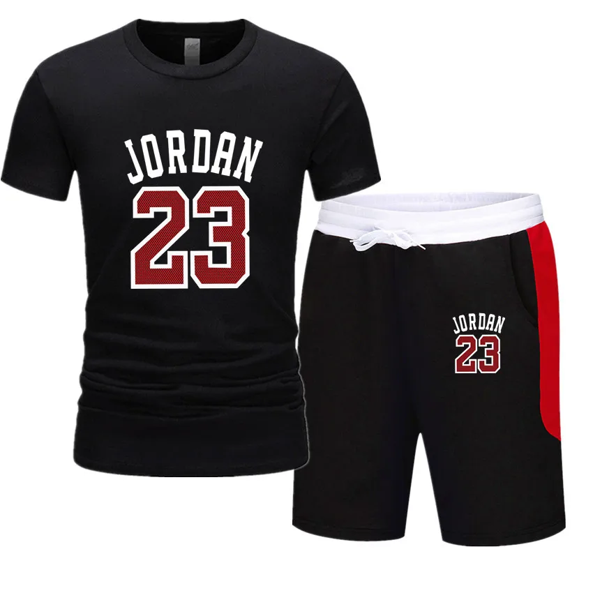 

New Brand Clothing Jordan 23 Men T-shirt Swag T-Shirt Cotton Print T shirt Homme Fitness Camisetas Hip Hop Tees+Shorts