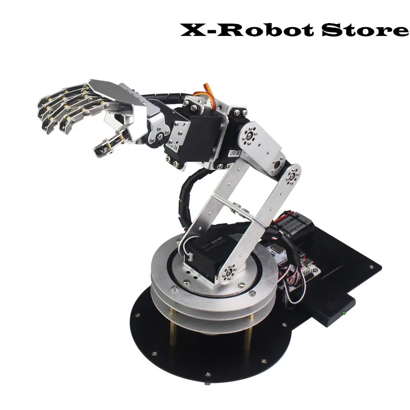 

DIY humanoid biped robot arm 6DOF5 refers to 6 servo motor Arduino arm five fingers alloy dancing gloves humanoid remote control