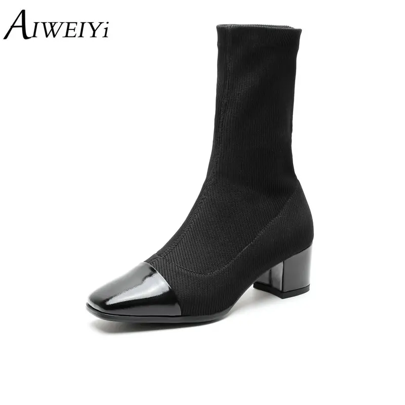 square toe slip on heels