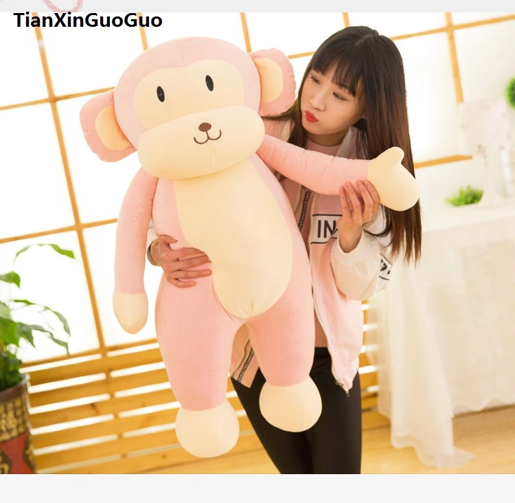 stuffed pink monkey
