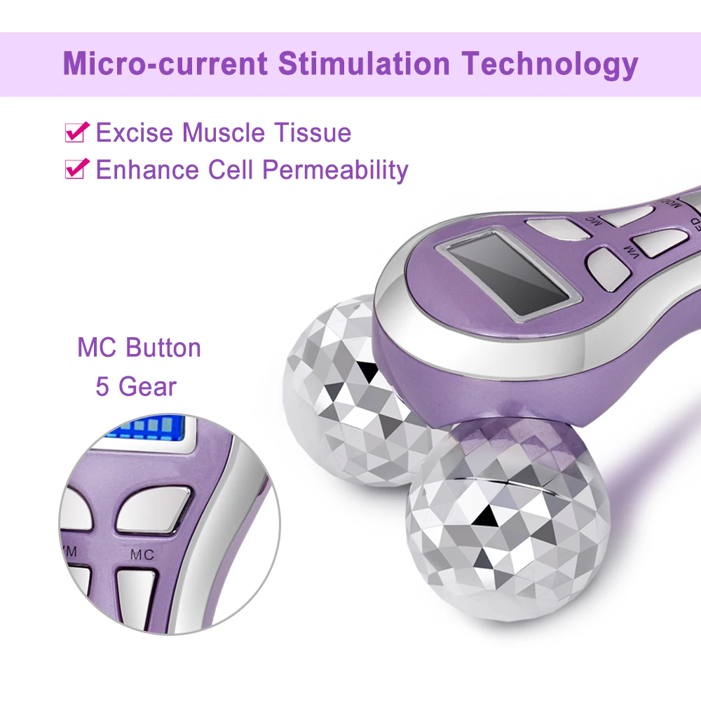 Микротоковый Вибрационный 4D роликовый массажер для красоты y-образной формы, вращается на 360 градусов, полный массаж для кожи, лица и тела, подтягивающий, для удаления морщин