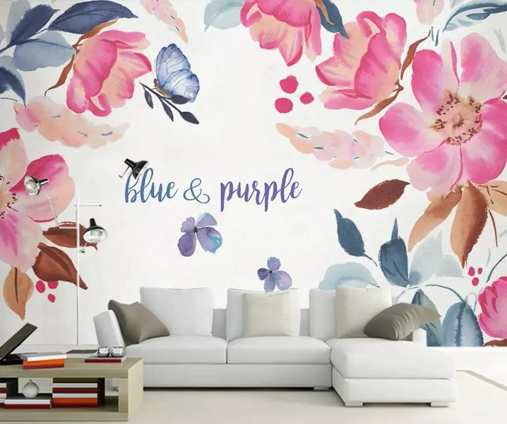 

Nordic small fresh hand-painted flower murals