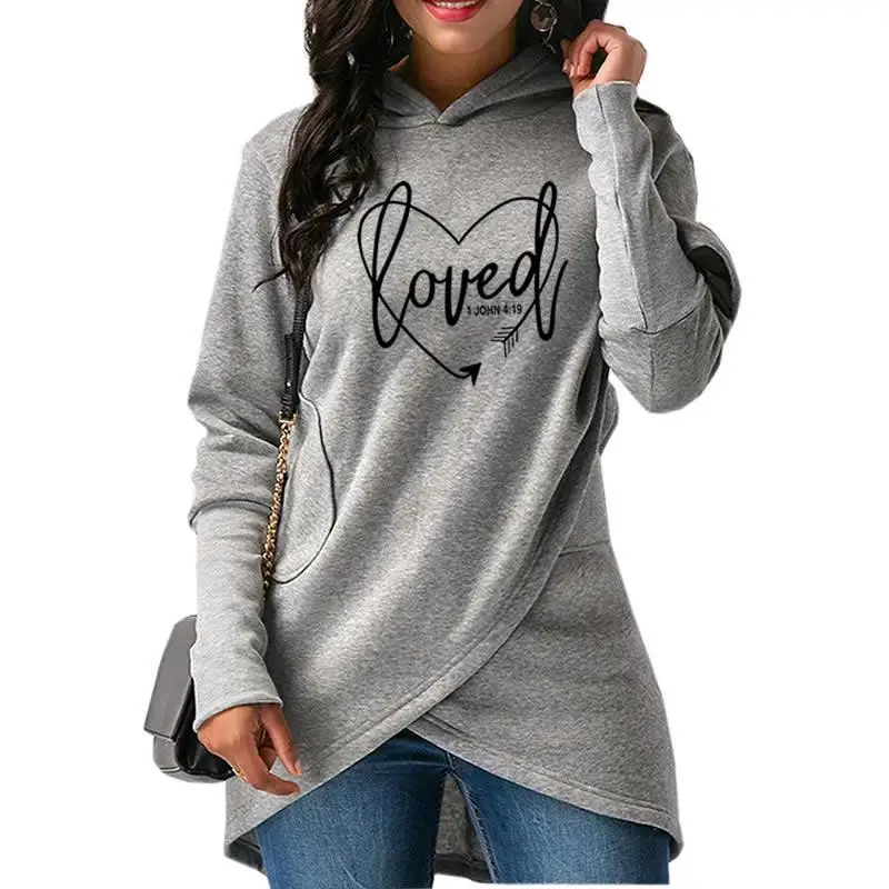  2019 Drop Shipping Wholesale New Fashion Love Print Sweatshirts Femmes Hoodies Tops Street Thick Sw