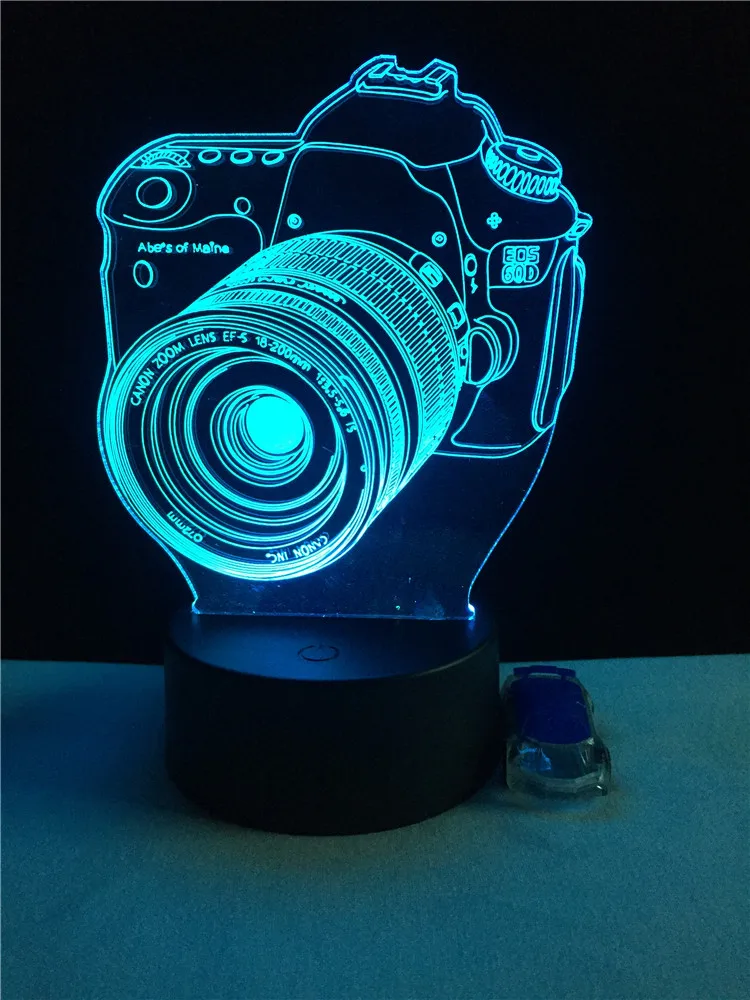 Camera Photo Studio Decorative Lighting Cable 3D LED USB Bedroom Night Light Multicolor Atmosphere Table Lamp Friend gift