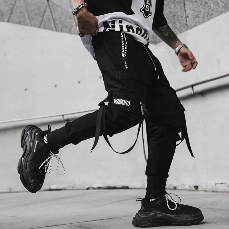 

NEDAYATATIME 2019 Men New Spring Hip Hop Pants Club Singer Stage Costume Trousers Ribbons Streetwear Joggers Sweatpants Hombre