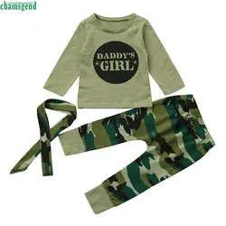 CHANGEND 3 предмета одежда для малышей с буквами для девочек топы камуфляжные штаны наряды Комплект одежды H30 Oct1