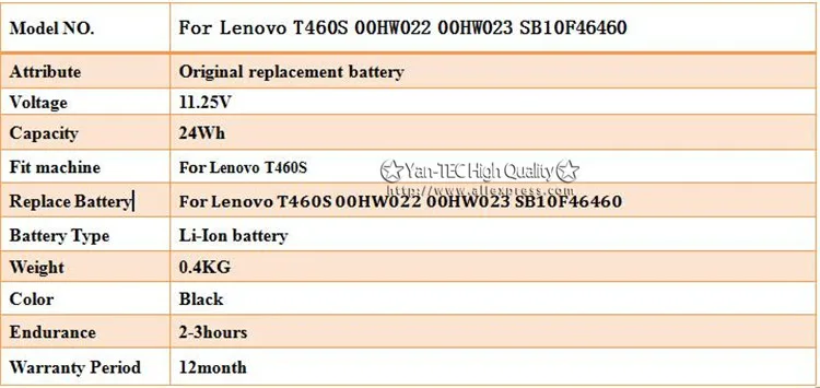 24Wh оригинальный ноутбук Батарея для Lenovo ThinkPad 00HW022 00HW023 00HW025 T460S SB10F46460 Бесплатная доставка