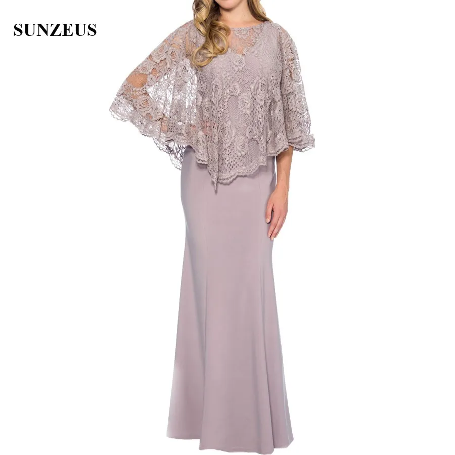Lange Elegante Moeder Van De Bruid Jurken Met Kant Wrap Nieuwe Lady Wedding Party Jurken Vrouwen Avond Formele Jurken CM0183 Lange Elegante Moeder Van De Bruid Jurken Met Kant Wrap Nieuwe Lady Wedding Party Jurken Vrouwen Avond Formele Jurken CM0183