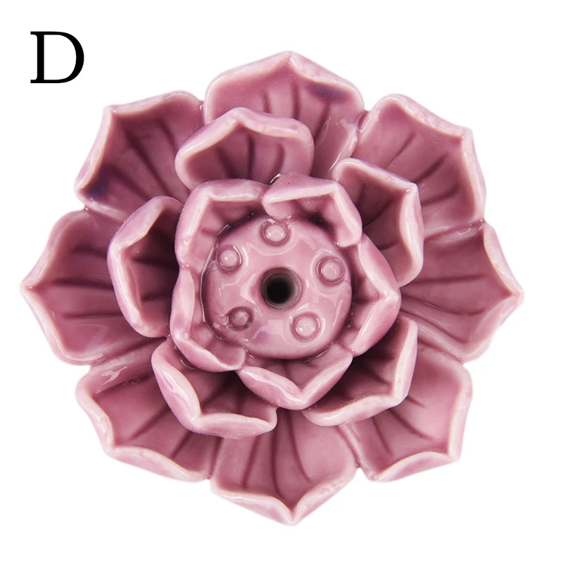 Форма цветка лотоса с 1/3 отверстиями Adeeing керамическая курильница палочка держатель горелка для благовоний в виде лотоса пепельница тарелка 5,5*2,8 см - Цвет: as pic